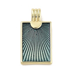 Темно-серый Настоящие позолоченные подвески из латуни с эмалевым покрытием, долговечный, без свинца и без кадмия, прямоугольный шарм, темно-серый, 18 мм, отверстие : 29.5x15.5x2.5 мм