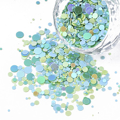 (52) Непрозрачная лаванда Аксессуары для орнаментов, пластиковые пайетки / блестки из пвх, нет отверстий / неосвещенных бусинок, плоско-круглые, разноцветные, 1~4x0.4 мм