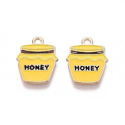 Bottle Подвески из эмали и сплава, золотые, золотые, банка меда, 18x14x1 мм, отверстие : 1.6~1.8 мм
