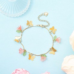 Лосось 304 браслеты из изогнутых звеньев цепи из нержавеющей стали, со стеклом и акрилом для женщин, salmon, 7-1/2 дюйм (19.1 см)