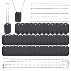 Rectangle 60Pcs Aluminum Big Pendants, Blank Tags, with 32Pcs Iron Ball Necklace Making, 32Pcs Iron Tag Chains, Rectangle, 50x29x1mm, Hole: 3.5mm