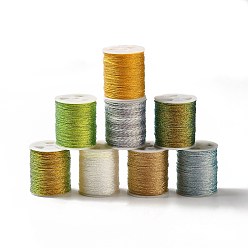 Gemischte Farbe 8 Rollen aus Polyester-Metallicfäden, 6-lagige Polyesterschnur zur Schmuckherstellung, Gemischte Farbe, 0.4 mm, ca. 27.34 Yards (25 m)/Rolle