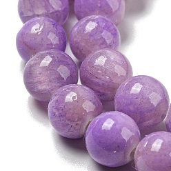 Pourpre Moyen Teints jade naturel perles brins, ronde, support violet, 8mm, Trou: 1.2mm, Environ 49 pcs/chapelet, 15.55 pouce (39.5 cm)