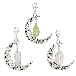 (52) Непрозрачная лаванда Украшение из сплава полой луны, Подвеска-застежка-когти из натурального кварца с гальваническим покрытием из проволоки и сплава, разноцветные, 54 мм