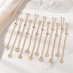 Настоящее золото 18K 12шт. браслеты-слайдеры из латунного кабеля и цепочки со скрепками, плоские круглые браслеты с подвесками в виде созвездий для женщин, реальный 18 k позолоченный, 9.76 дюйм (24.8 см)