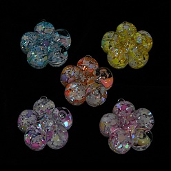 Mixed Color Luminous Transparent Acrylic Big Pendants, Plastic with Star Quicksand Nail Polish, Sunflower, Mixed Color, 53x49x23mm, Hole: 2mm