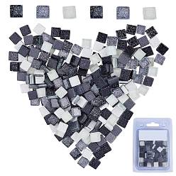 (52) Непрозрачная лаванда Кабошоны из стекла, мозаичные плитки, с блеском порошок, для украшения дома или поделок, квадратный, разноцветные, 10x10x4.5 мм, около 220 шт / коробка