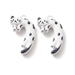 White Baking Paint Zinc Alloy Pendants, Cat Shape Charms, White, 20.5x13x6mm, Hole: 1.4mm