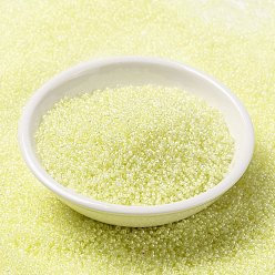 (RRHB267) Pale Yellow Lined Crystal AB MIYUKI Round Rocailles Beads, Japanese Seed Beads, 15/0, (RRHB267) Pale Yellow Lined Crystal AB, 1.5mm, Hole: 0.7mm, about 250000pcs/pound