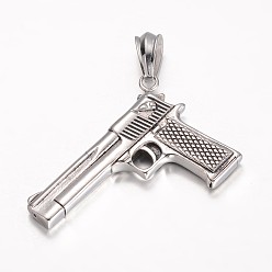 Античное Серебро 304 из нержавеющей стали большие кулоны, пистолет, античное серебро, 41.5x59x7.5 мм, отверстие : 12x8 мм