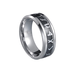 Нержавеющая Сталь Цвет Старинное кольцо из нержавеющей стали с символами рун викингов, широкое кольцо для мужчин и женщин, цвет нержавеющей стали, 8 мм, размер США 11 (20.6 мм)