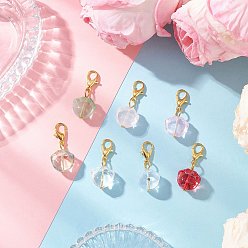 Золотой Стекло подвесные украшения, отпечаток лапы, с цинковым сплавом застежками омаров коготь, золотые, 28 мм