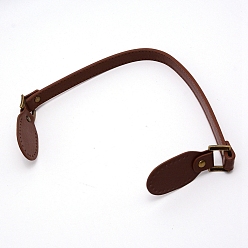 Coconut Brown PU Leather Bag Handle, with Antique Bronze Alloy Findings, Bag replacement Accessories, Coconut Brown, 58.5x2cm, Hole: 1.2mm