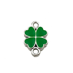 Зеленый Соединители ccb пластиковые ссылки, с эмалью, золотые, клевер, зелёные, 22x14.5x3 мм