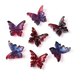 Темно-Красный Выпечка окрашенные стеклянные бусины, бабочка, с золотой порошок, два тона, темно-красный, 12~12.5x14x4.5~5 мм, отверстие : 1.2 мм, Около 1587 шт / 1000 г