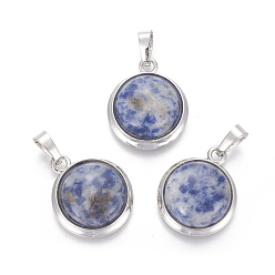 (306FM) Жонкиль матовый с лаймовой подкладкой Натуральные синие пятна яшмы подвески, с латунной фурнитурой , полукруглый, платина, 23~24x19~20x8~10 мм, отверстие : 8x5 мм