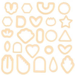 Сэнди Коричневый Наборы резцов для пластиковой глины, инструмент для лепки из глины, цветок/сердце/геометрическая форма, песчаный коричневый, 1.7~5.2x2.15~4.85x1.5 см, 24 шт / комплект