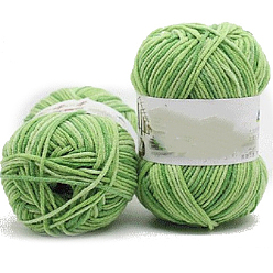 Grün gelb 5-fädiges segmentgefärbtes Milchbaumwollgarn, zum Stricken von Mützen, Decken, Schals und Kleidung, grün gelb, 2.5 mm, 50g/Strang