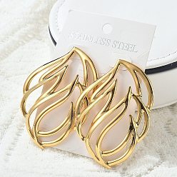 Настоящее золото 18K 304 из нержавеющей стали серьги, лепесток, реальный 18 k позолоченный, 64.5x46 мм