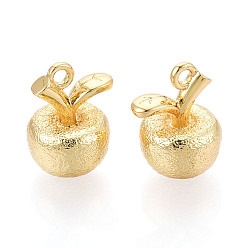 Настоящее золото 18K Латунные подвески, без кадмия, без никеля и без свинца, яблоко, реальный 18 k позолоченный, 16x12x11.5 мм, отверстие : 1.8 мм