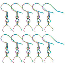 Rainbow Color 50шт 304 крючки из нержавеющей стали, провод уха, с поручителями, Радуга цветов, 27x20 мм, 21 датчик, штифты : 0.7 мм