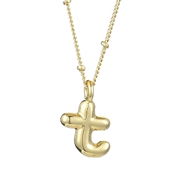 Letter T 1латунные подвески с буквами в виде букв, ожерелье из воздушных шаров и букв, реальный 18 k позолоченный, Письмо T, 17.52 дюйм (44.5 см)