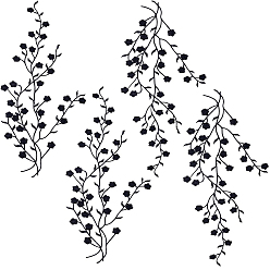 Черный 4шт. хлопковые вышивальные украшения, аппликация, цветок, чёрные, 450~470x1 мм