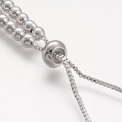 Real Platinum Plated Brass Bead Chain Necklace Making, Real Platinum Plated, Real Platinum Plated, 15.5~16.5 inch(39~41cm)