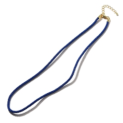 Средно-синий Изготовление ожерелья из нейлонового миланского шнура, с латунной фурнитурой и карабинами из нержавеющей стали, золотые, долговечный, светло-синий, 17.91~18.31 дюйм (45.5~46.5 см)