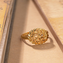 Цветок Латунные регулируемые кольца для женщин, золотые, цветок, внутренний диаметр: регулируемый