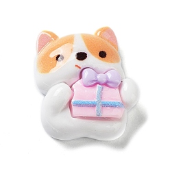 Лавандовый румянец Непрозрачные кабошоны из смолы с милыми собаками, мультфильм щенок, лавандовый румянец, 23x19.5x8 мм