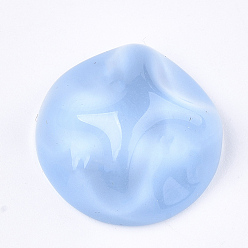 Light Sky Blue Resin Cabochons, Imitation Cat Eye, Waved Half Round, Light Sky Blue, 15.5~16x9mm