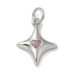 Платина Стойка металлическая латунная микропрофилированная кубическая циркония подвески, долговечный, без свинца и без кадмия, звезды прелести, с целью перехода в кольце, платина, 14.5x12x2.5 мм, отверстие : 3 мм