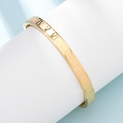 Настоящее золото 18K 304 женские шарнирные браслеты из нержавеющей стали, с римской цифрой, ионное покрытие (ip), долговечный, реальный 18 k позолоченный, 1/4 дюйм (0.6 см), внутренний диаметр: 2x2-3/8 дюйм (5x5.9 см)