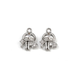 Платина Латунные микро проложить кубического циркония подвески, медузы прелести, платина, 11.5x9x4.5 мм, отверстие : 1 мм