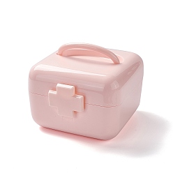 Misty Rose PP Plastic Multipurpose Portable Storage Box, for Sewing Box, Tool Box, First Aid Kit, Craft Supplies Organizer Case, with Latching Lid & Handle, Rectangle, Misty Rose, 185x160x110mm, Inner Diameter: 155x154mm