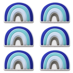 Сланцево-синий 6экологически чистые силиконовые шарики для пищевых продуктов, в форме радуги, синевато-серый, 18x25x9 мм, отверстие : 2 мм