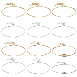 Platinum & Golden 10Pcs 2 Colors Adjustable Brass Slider Bracelet Making, with Clear Cubic Zirconia, Long-Lasting Plated, Rack Plating, Platinum & Golden, Single Chain Length: about 11.8~12.2cm, 5pcs/color