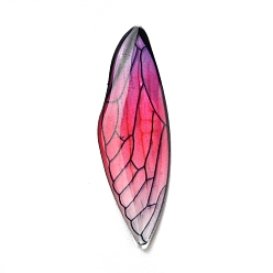 Deep Pink Transparent Epoxy Resin Cabochons, Wing, Deep Pink, 50.5x16x1.7mm