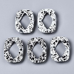 White Spray Painted CCB Plastic Linking Rings, Quick Link Connectors, for Jewelry Chain Making, Twist, White, 36x25x6mm, Inner Diameter: 16x24.5mm