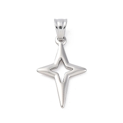 Нержавеющая Сталь Цвет 304 подвески из нержавеющей стали, звезды прелести, анти-тускнение, цвет нержавеющей стали, 27x16.5x2 мм, отверстие : 5.4x4.3 мм