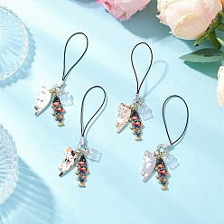 (52) Непрозрачная лаванда Ремешки для мобильных телефонов с подвесками в виде кошек и рыб из сплава и эмали, с ПВХ-заглушками для защиты от пыли и полиэфирным шнуром, разноцветные, 90 мм