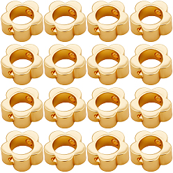 Настоящее золото 18K 30шт. латунная рамка для бусин, цветок, реальный 18 k позолоченный, 8x8x3 мм, отверстие : 1.2 мм