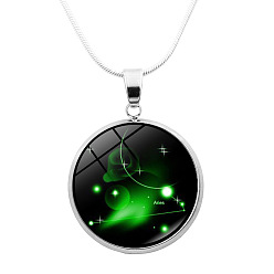 Овен Стеклянное колье-подвеска в виде созвездия с латунными цепочками в виде змей, Овен, 16.54 дюйм (42 см)