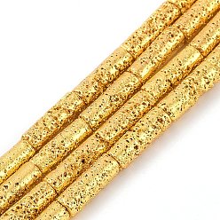 с Золотистым Покрытием Гальванические нити из синтетических немагнитных гематитовых бусин, колонка, с золотым покрытием, 13x4.5 мм, отверстие : 1.2 мм, около 31 шт / нитка, 16.54'' (42 см)