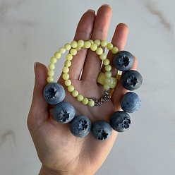 Blueberry Женские бусы из акрила и смолы в виде фруктов, черника, 15.75 дюйм (40 см)