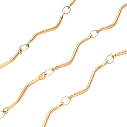Настоящее золото 18K 304 Цепи с волнистыми звеньями из нержавеющей стали, пайки, ионное покрытие (ip), с катушкой, реальный 18 k позолоченный, 20x2.5x1 мм, около 32.81 футов (10 м) / рулон