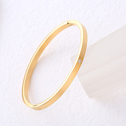 Золотой Простые браслеты из нержавеющей стали с микропаве из кубических цирконий, шарнирные браслеты для женщин, золотые