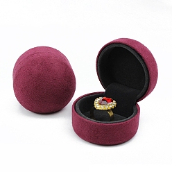 Темно-Красный Бархатные подарочные коробки для хранения ювелирных колец, полукруглый, темно-красный, 5.1x4.8x4.6 см