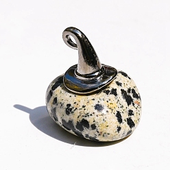 Далматинских Джаспер Природные яшмы далматин подвески, Подвески-самородки в металлической шляпе ведьмы, 40x10 мм